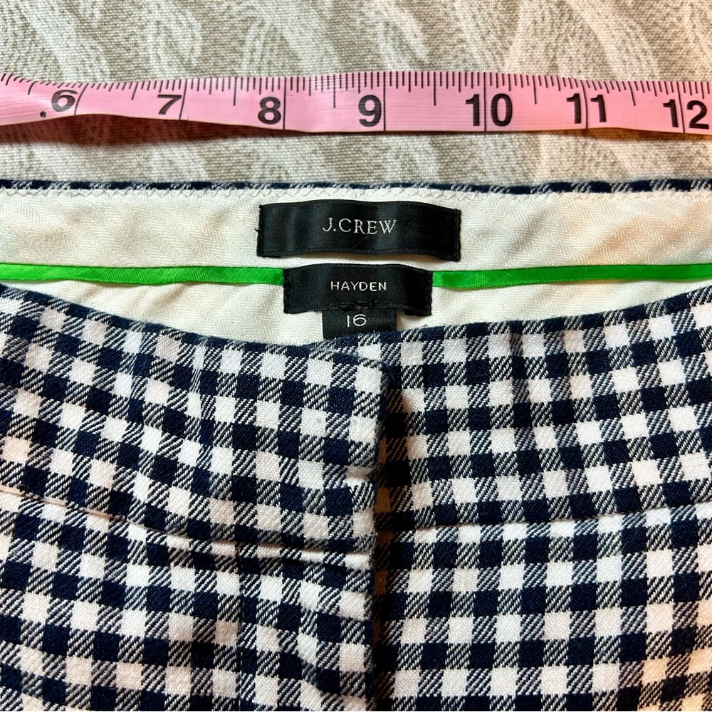 J. Crew Navy and White Gingham Pants